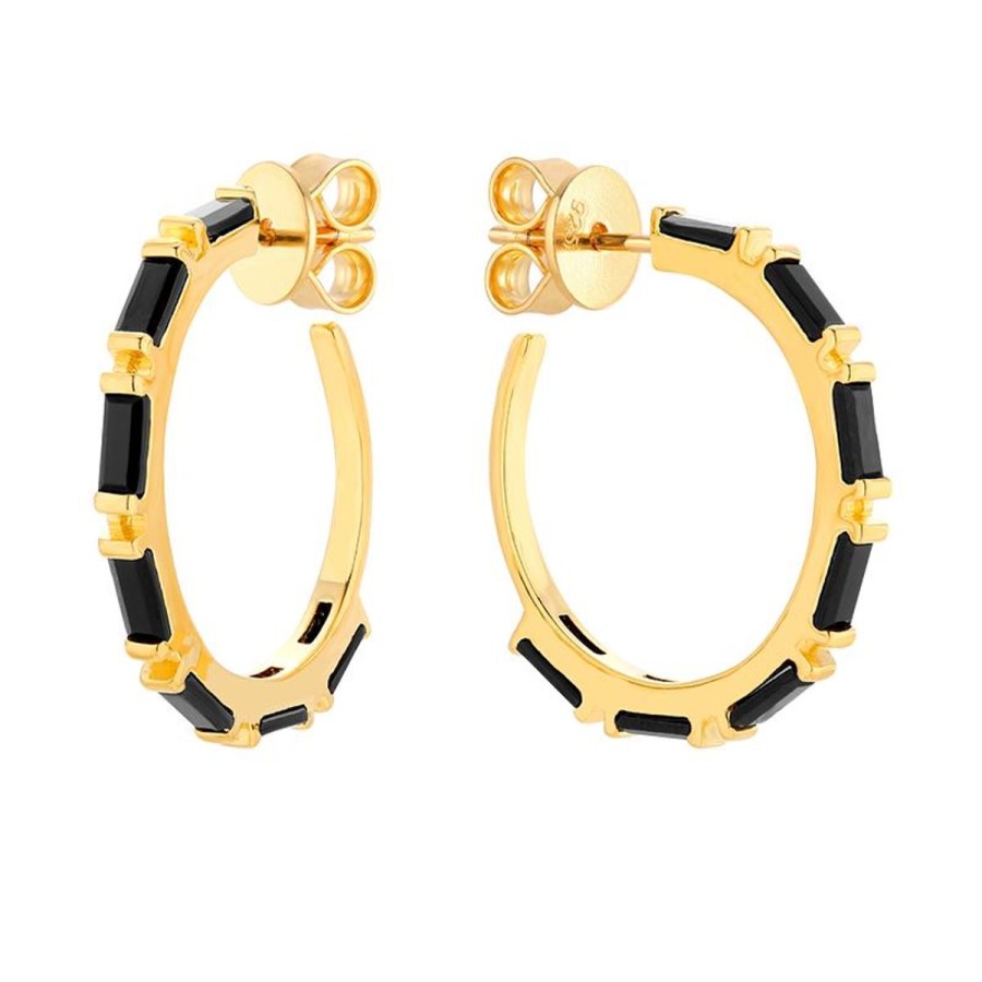 Kolczyki Selfie Jewellery | Kolczyki Black Drive Hoops Gold -