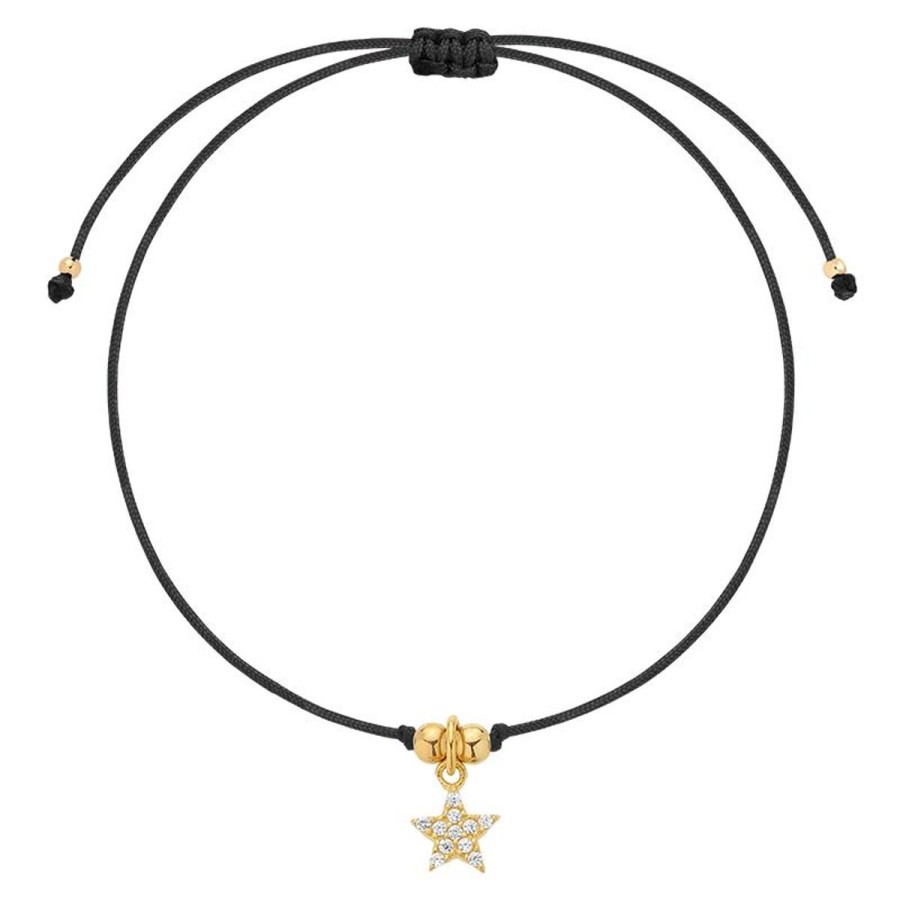 Bransoletki Selfie Jewellery | Bransoletka Na Lince Shooting Star Black Gold -