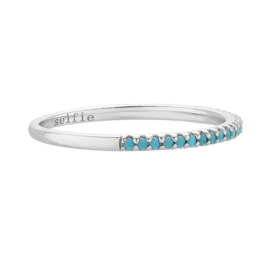 Pierscionki Selfie Jewellery | Pierscionek Half Turquoise Silver -