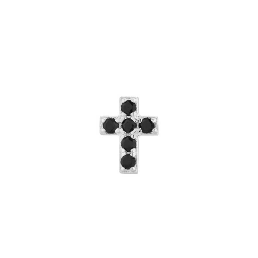 Kolczyki Selfie Jewellery | Kolczyk Mix And Match Cross Black Silver -