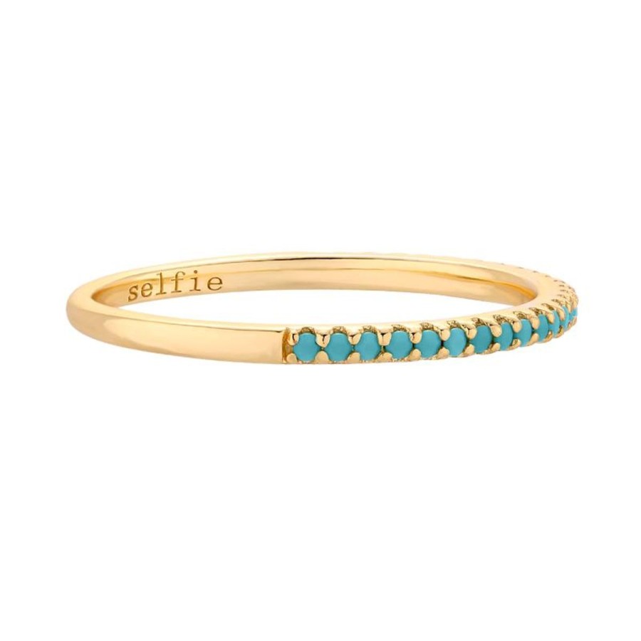 Pierscionki Selfie Jewellery | Pierscionek Half Turquoise Gold -