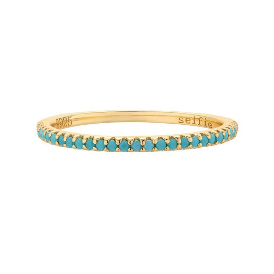 Pierscionki Selfie Jewellery | Pierscionek Half Turquoise Gold -