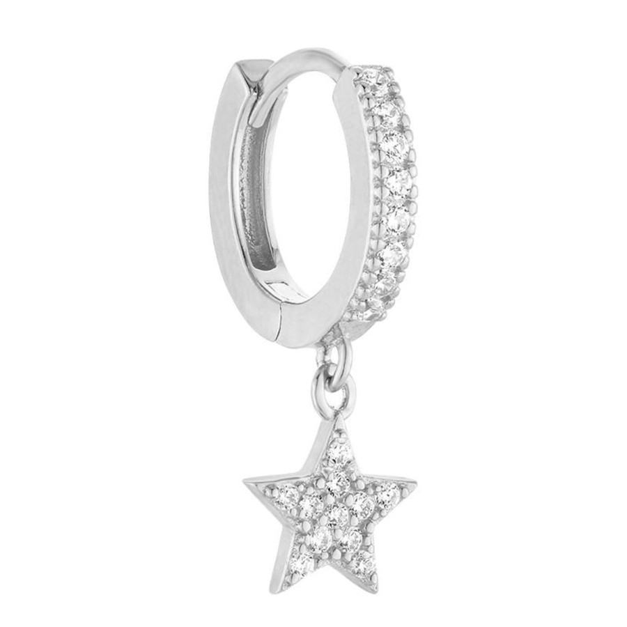 Kolczyki Selfie Jewellery | Kolczyk Cutie Star Hoop Silver -