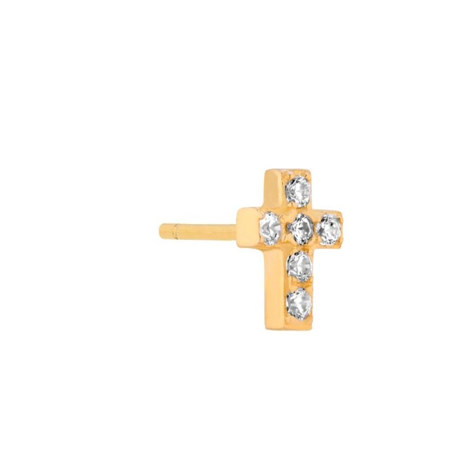 Kolczyki Selfie Jewellery | Kolczyk Mix And Match Cross Gold -