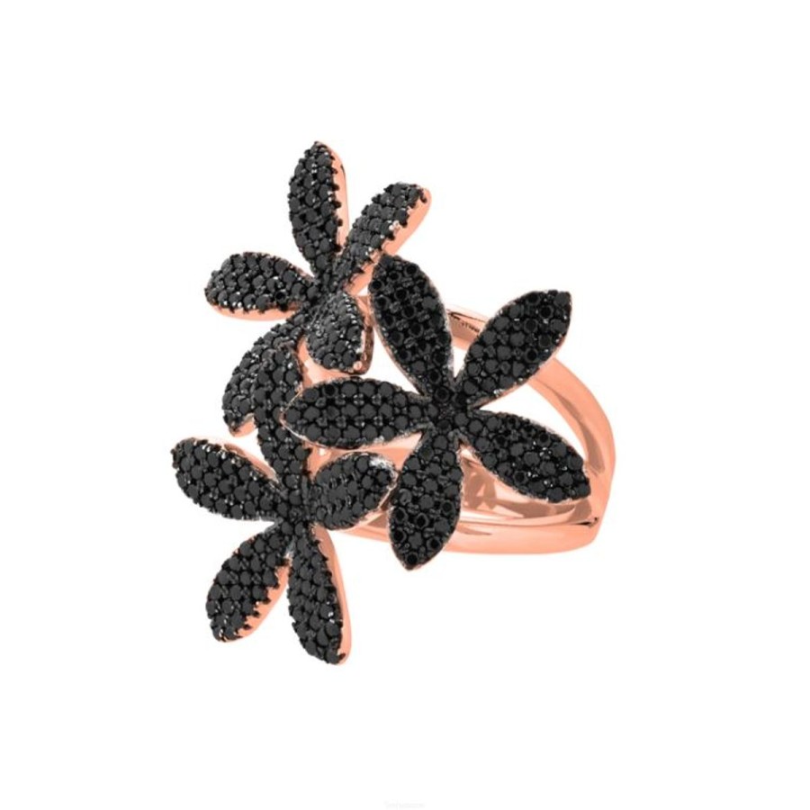 Pierscionki Selfie Jewellery | Pierscionek 3 Lilies Black Rose -