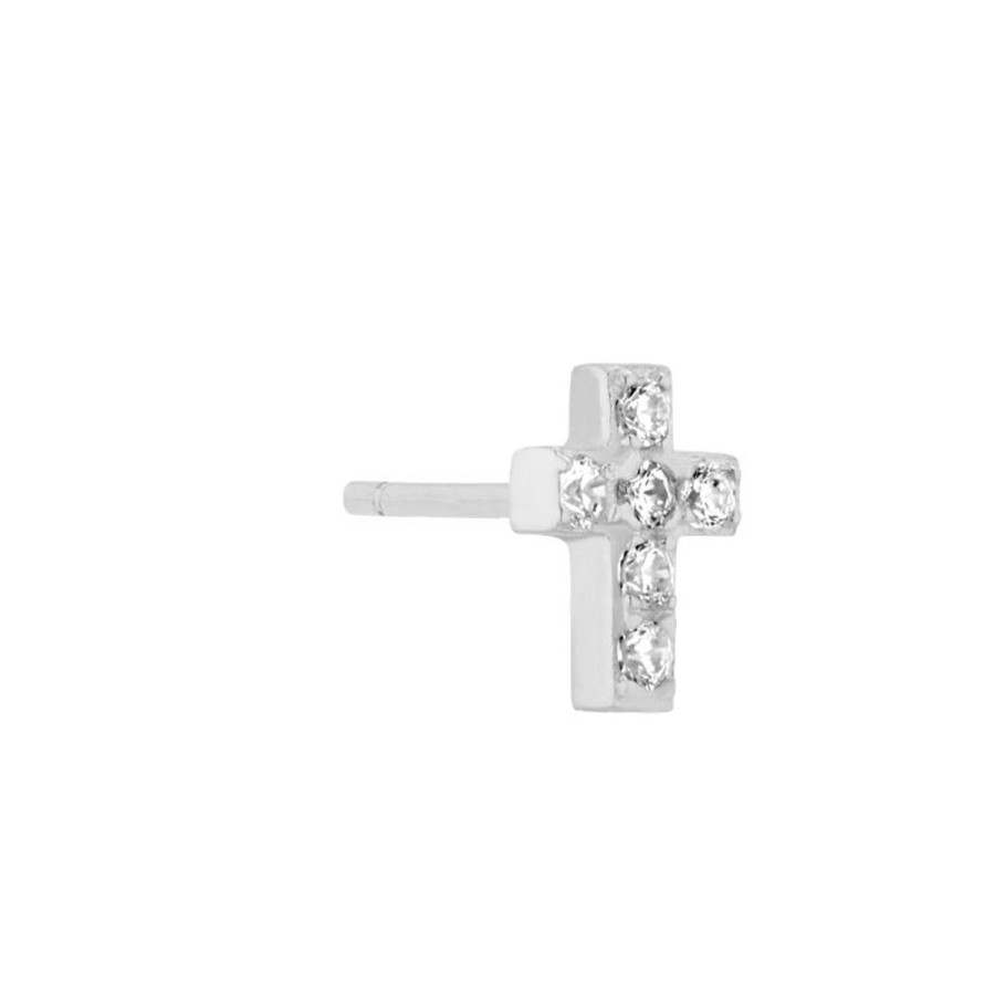 Kolczyki Selfie Jewellery | Kolczyk Mix And Match Cross Silver -